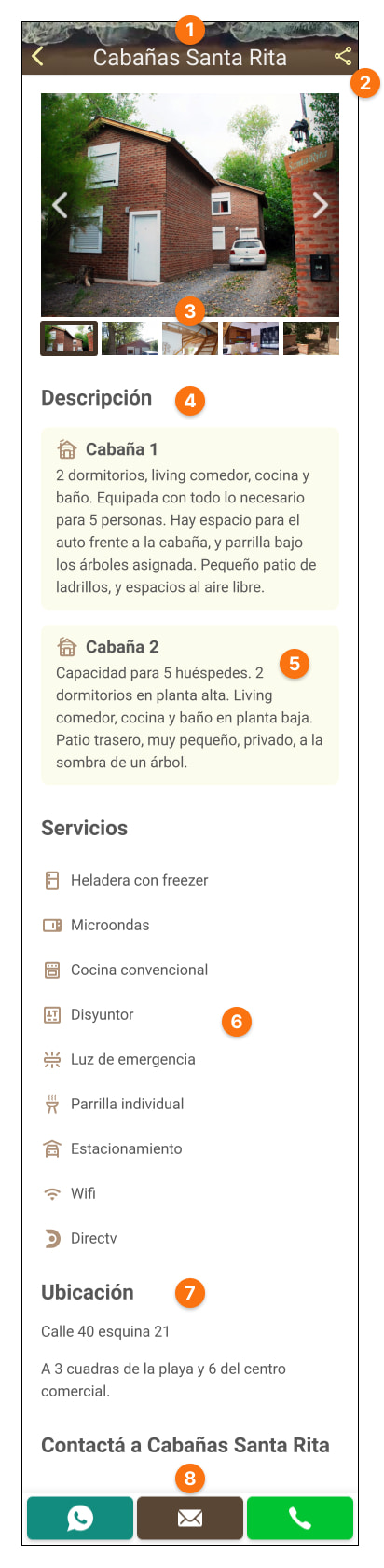 Captura de pantalla de una página de anunciante en Destino Reta