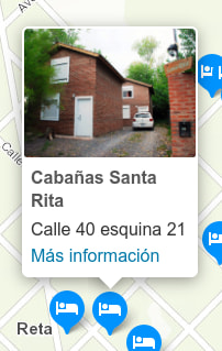 Captura de pantalla del espacio de información que aparece para mostrar resumidamente a cada auspiciante del mapa en Destino Reta